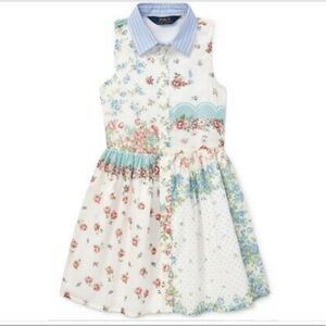 Polo Ralph Lauren | Blue & Red Floral Stripe Shirt Dress - Girls 6X